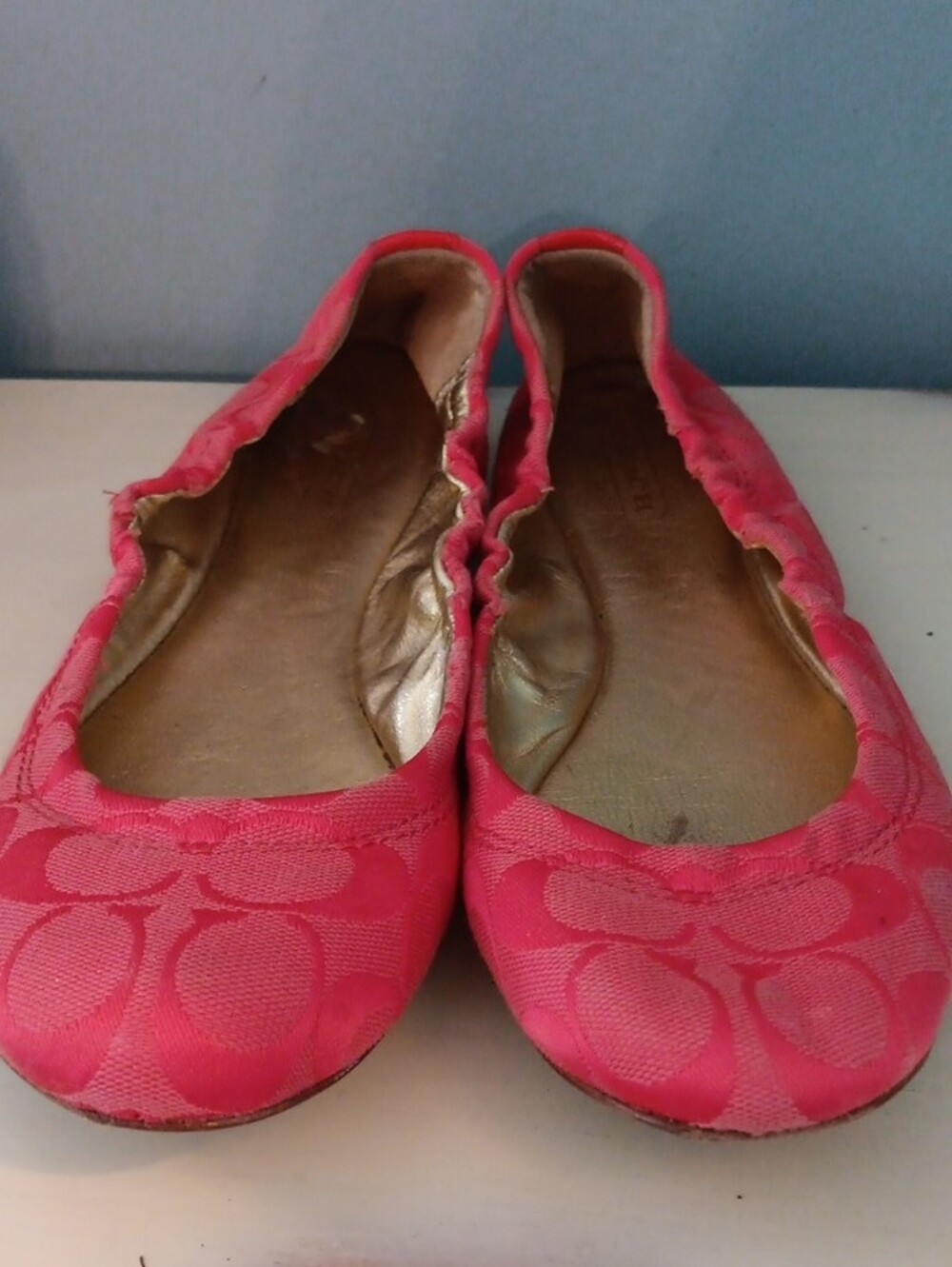 ^ Coach Monogram Coral Ballet Flats